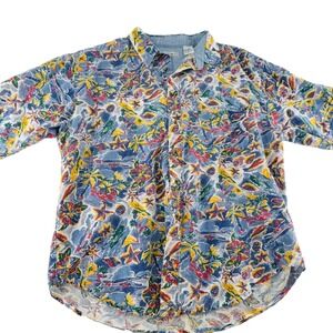 Vintage Bugle Boy Company Hawaiian Shirt‎ XXL 100% Cotton Floral Beach Print